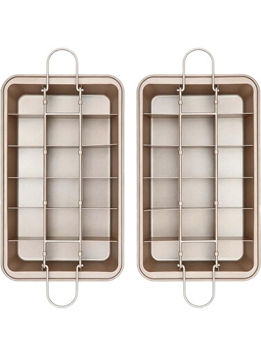 Professional 18-Slot Pre-Slit Divider Baking Pan - Premium Carbon Steel Oven-Safe Tray for Perfect Slice-Style Desserts &amp; Snacks