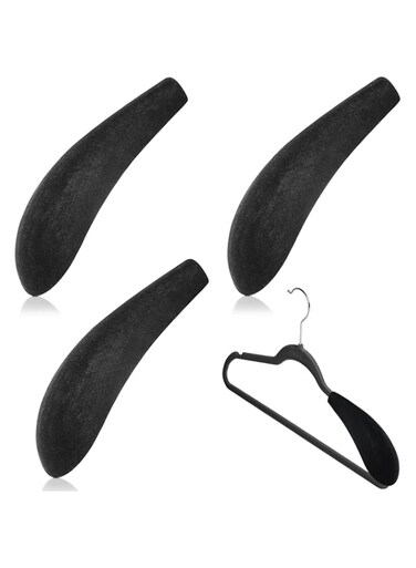 Qunclay Velvet Hangers Shoulder Form Hanger Shoulder Shaper Black Hanger Pads Flocking and Plastic Hanger Shoulder Protectors for Velvet Flocking Hangers Measuring 0.2 Inch in Thickness (16)