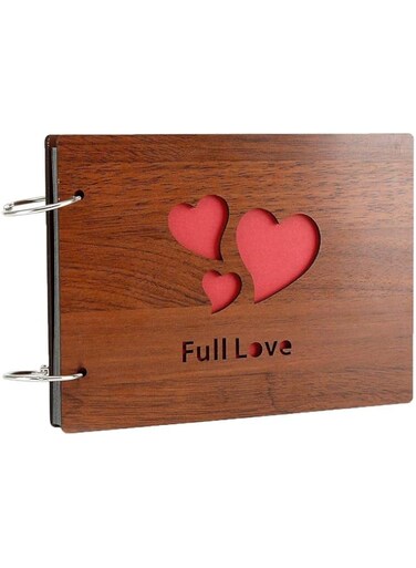 DIY Scrapbook Photo Album Wood Cover Memory Book 30 Pages for Baby Girl Boy Anniversary Birthday (Full Love)