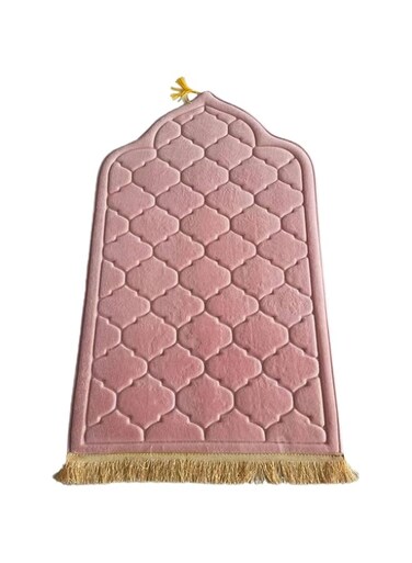 DALIAN Portable Prayer Mat, Thick Large Flannel Mosque Shape Travel Prayer Mat, Embossed Prayer Mat, Prayer Mats with Tassels for Knees and Forehead