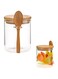 KASTWAVE Airtight 420ML Clear Glass Storage Canister with Wooden Spoon for Bath Salt, Sugar, Spice, Coffee, Matcha Tea, and Condiments - Small Jar for Kitchen Organization