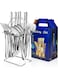 24-Piece Cutlery Set with Holder Stand, Premium Stainless Steel Flatware Set for 6, Dishwasher Safe Silverware Set with Knife Fork Spoon, Mirror Finish Tableware for Home, Restaurant, Hotel