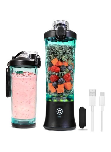 FALAHOM Portable Blender 20 Oz, 600ml Personal Blender for Shakes and Smoothies with 6 Blades, Cordless Travel Blender Cup, Mini Small Smoothie Blender Bottle for Kitchen, Home, Travel (Black)