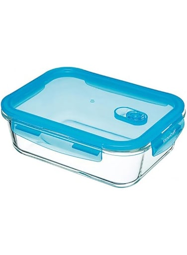 KitchenCraft Glass Storage Container with Vent, Rectangular, 1.5 Litres, 23x17x8cm, Labelled