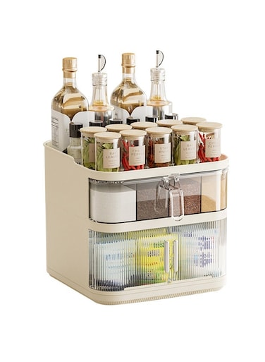 3 Layers Spice Rack Detachable Spice Shelf for Kitchen Countertop Shelf Organizer Standing Seasoning Bottle Shelf Cabinet (flat bottom)