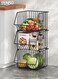 3 Tier Stackable Fruit Veg Baskets Storage Basket Stand Black Wire Storage Countertop Organiser Utility Fruits Rack Produce Snack Organizer Bins for Fruits Vegetable Snacks