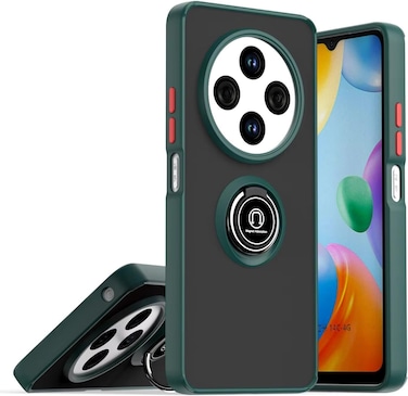 Case for Xiaomi Redmi 14C Case Cover Metal Ring Holder Grip Kickstand Car Magnetic Mount Shockproof Matte Hard Back Bumper Case for Xiaomi Redmi 14C 2024 (Green)