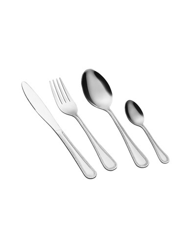 East 16 Piece Stainless Steel Silverware Cutlery Set, Border Design Flatware, Stainless Steel Silverware Set for Home/Office/Party, Knife Fork Spoon Eating Utensils Set Service for 4, Mirror Polish &amp; Dishwasher Safe
