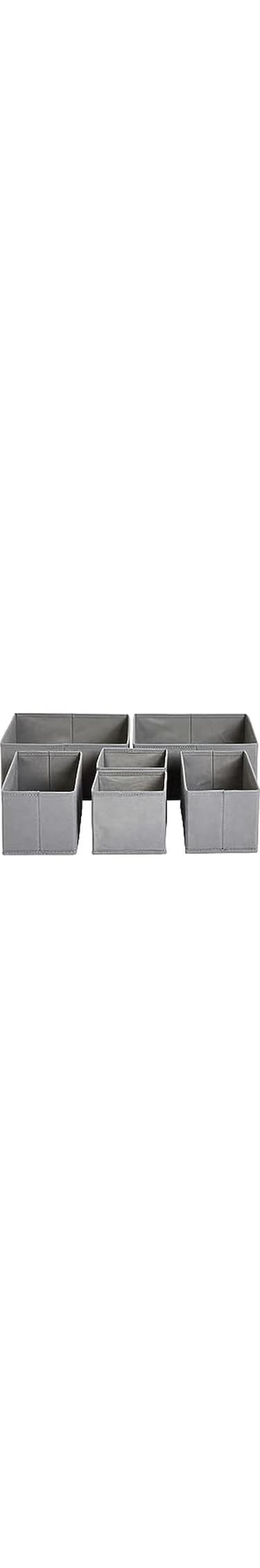 Amazon Basics Cloth Drawer Storage Organizer Boxes, Set of 6, Gray
