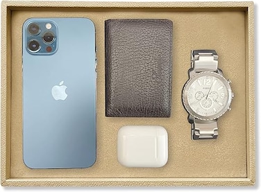 LEART Valet Tray for Men &amp; Women &ndash; Leather Tray Organizer   Bedside, Nightstand, Office Desk Organizer Tray   Catchall Tray (Cream)
