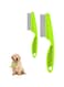KWSLIN 2 Pack Pet Hair Comb Tear Stain Removal, Dog Cat Lice Comb, Flea Brush for Cats, Stainless Grooming Massage Dual-Sided Comb for Removal Knots Crust Floating Hair Tangle Fleas, Green