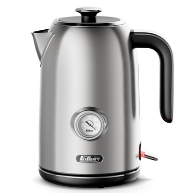 Feller Germany Retro Style 1.7L Kettle With Thermometer, 2200 W, Stainless Steel Body, STRIX Controller, Dry Boil &amp; Automatic Switch-Off, Ek200, 2Y Guarantee - UAE Version (Stainless Steel)