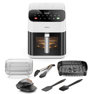 Feller Germany Air Fryer 1800 W, Large 7L Cap., Xcyclone-Tech, 4x Non-Stick Ceramic Coating, 10 Cooking Functions, Cool-Touch+Interior Lightning, AFR700, 2Y Guarantee - UAE Version (White)