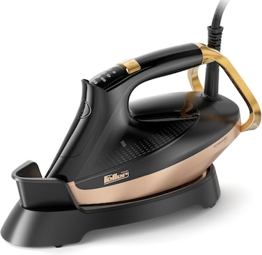 Feller Germany Vanguard Plus Steam Iron 3000W, Grab-To-Steam Technology, Prime Gold Ceramic 2x Sole Plate+Anti Calc, Anti Drip, Auto Shut Off, Display, SI300, 2Y Guarantee - UAE Version (Gold)