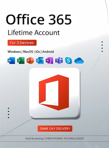 Microsoft Office 365 - Lifetime Account for 3 Devices Windows, Android, MAC, iOS &amp; Online Digital License SAME DAY DELIVERY