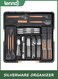 Silverware Organizer - Expandable Large Kitchen Drawer Organizer Utensil Organizer with 2 Removable Knife Blocks, 56cmx 48cm Cutlery Tray Drawer Dividers for Kitchen Flatware(6-9 Slots) (Black)