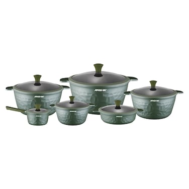 Arshia 12-piece Green Diamond Cookware Set