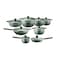 Arshia 16-Piece Green Diamond Cookware Set – Premium Die-Cast Aluminium with Teflon Select Non-Stick   Stylish, Durable & Heat-Efficient