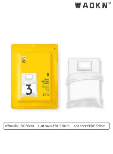 3 Piece Travel Disposable Bedding Set,SMS Material Single People Disposable Bedding Sheets, Sheet for Business Travel Hotel Trip Outdoor Camping, 1 Quilt Covers, 1 Bed Sheet and 1 Pillow Case