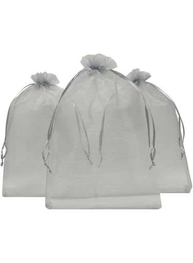 Ankirol 100pcs Sheer Organza Favor Bags 8 X 12 inch Large Organza Drawstring Bags (grey)