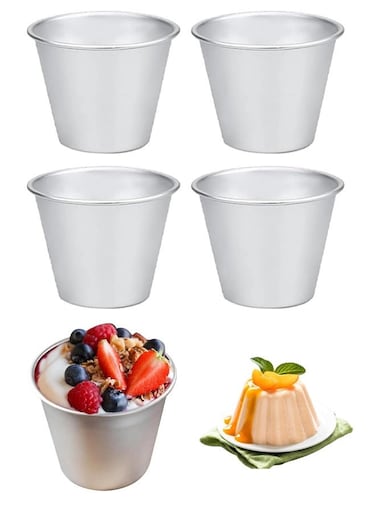 PCS Esteopt Pudding Moulds, Aluminum Dariole Moulds, Non Stick Muffin Tins Individual Baking Cups, Mini Pudding Basins Egg Tart Cupcake Moulds