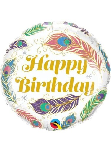 Qualatex Balloons - Loose Balloons - 18" Happy Birthday Feathers Balloon