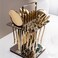 Arshia 26-piece Gold Silver Cutlery Set with Stand