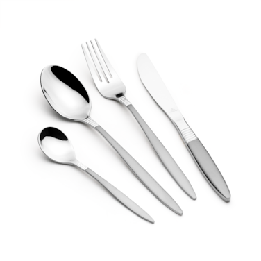 Arshia 26-piece Silver Cutlery Set with Stand