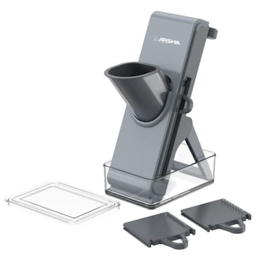 ARSHIA 4‑in‑1 Foldable Vegetable Slicer &amp; Grater with Safety Guard &amp; Storage Container