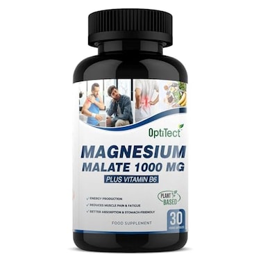 أوبتي تكت، مالات المغنيسيوم مع فيتامين ب6، 30 كبسولة نباتية، يدعم إنتاج الطاقة ووظائف العضلات وصحة الأعصاب، مغنيسيوم عالي الامتصاص