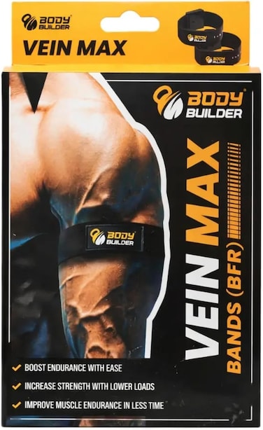 Body Builder Vein Max, 2 Pairs &ndash; Training Bands , Fully Adjustable , Suitable for Arms &amp; Legs , Gym &amp; Recovery-Focused Training