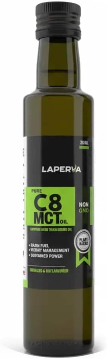 زيت لابيرفا النقي C8 MCT، 250 مل ، 100% حمض الكابريليك من جوز الهند ، طاقة سريعة للدماغ والجسم ، مناسب لنظام الكيتو منخفض الكربوهيدرات ، عديم الرائحة والنكهة ، خالٍ من زيت النخيل غير المعدل وراثيًا