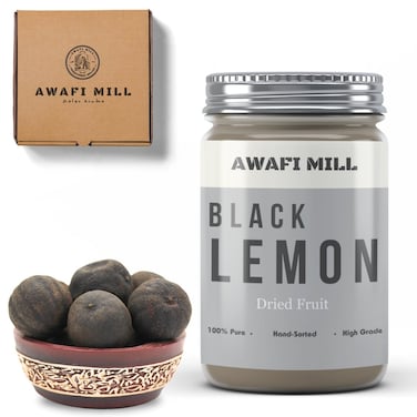 AWAFI MILL Dried Black Lemon - Premium Quality - Intensely Flavorful - Versatile Culinary Ingredient - Middle Eastern Specialty (Bottle of 50 gram / 1.7 Oz)