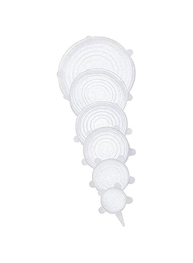 Dubai Gallery Silicone Stretch Lids - 6 Pack - Silicone Covers For Fresh Food &amp; Leftovers - Keep Food Fresh Clear