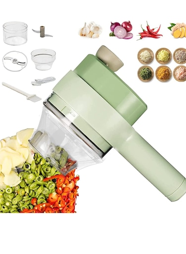 in 1 Portable Electric Vegetable Cutter Set,Gatling Vegetable Chopper Mini Wireless Food Processor,Garlic Chili Onion Celery Ginger Meat Garlic Chopper with Brush