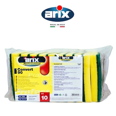 Arix Professional 10-pcs Convert 90 Medium Quality Sponge Scourer &ndash; Antibacterial &amp; Heavy-Duty Cleaning