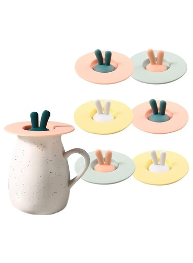 Silicone Cup Lids - 6 Pack Colorful Airtight Mug Covers for Hot Drinks - Durable &amp; Dustproof Seal