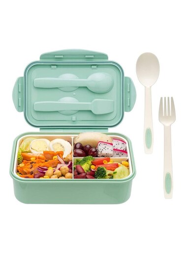 3-Grid Lunch Box With Lid -Green Green