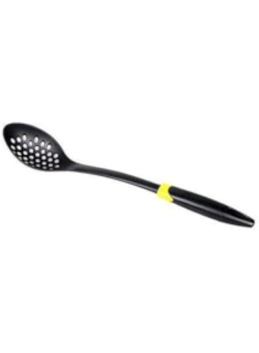 Royalford Nylon Slotted Spoon with ABS hndle, Black, RF8908