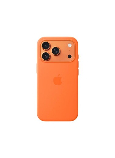 Mobcos iPhone 17 Pro Max Orange Elite Logo Premium Silicone Magnetic Wireless Charging Case for iPhone   Silky Soft Touch   Military-Grade Shockproof Protection   Strong Magnetic Compatibility   Luxury Slim Cover