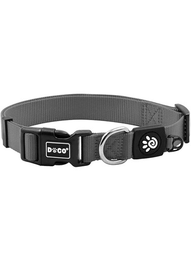 Doco Signature Nylon Collar (DCSN002) Color - Grey, Sizes - S (5/8"X 10.5-14.5")