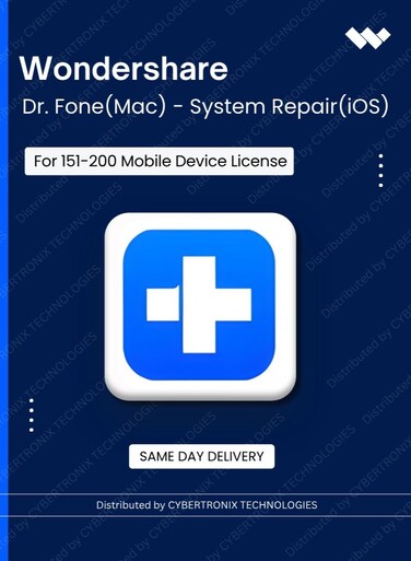 Wondershare Dr.Fone(Mac) -System Repair (iOS)   151-200 Mobile Device   Digital License   Same Day Delivery