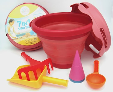 7-in-1 Sand Toys Set for Kids - All-in-One Beach and Sandbox Fun Red