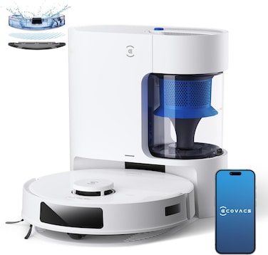 ECOVACS DEEBOT N20 Pro Plus Robot Vacuum Cleaner for Deep Cleaning and Mopping, 8000 Pa Baglass Auto-Empty Station, Anti-Tangle Technology, TrueMapping Intelligent Path Planning