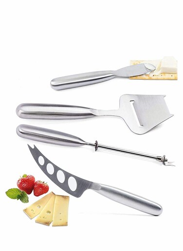 Cheese Knife Set with Handle Steel Stainless Include Cheese Wire Cutter, Cheese Spreader, Cheese Slicer and 4 Holes Cheese Knife&acirc;&euro;&brvbar;