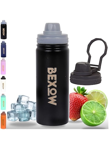 BEXOW Double Wall Vacuum Flask Insulated Stainless Steel Water Bottle for Hot and Cold Beverages 12-Hour Heat and 24-Hour Cold Retention Leak Proof Durable Eco-Friendly 750ml &amp; 530ml Travel Thermos
