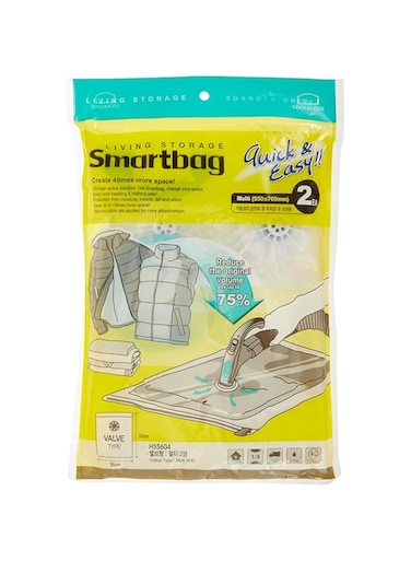 LocknLock SmartBag Multi 2P Set HSS604 Small - Transparent, Durable, Waterproof, Space-Saving Storage Solution