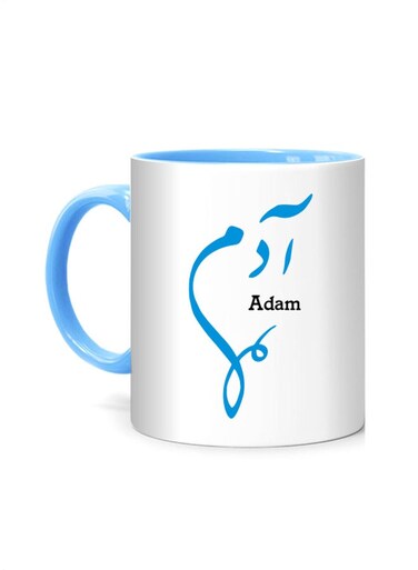 Styles Arabic Calligraphy Name Adam Printed Mug White/Blue