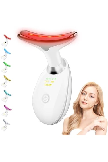 Face and Neck Massager &ndash; 7-Color LED Light Therapy Skin Care Device for Anti-Aging, Lifting