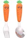 Pcs Stainless Steel Carrot Kids Cutlery Set, Carrot spoon, Cute handle design, BPA Free, for Children's Tableware Complementary Food Fruit Scraping Mud